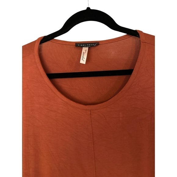 Final Touch Women's Rayon Modal Long Sleeve Scoop Neck Pullover Top Size L Rust - Picture 4 of 5
